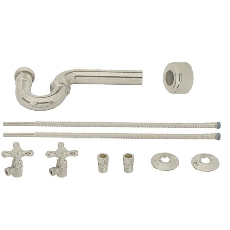 Westbrass Victorian Pedestal Lavatory Kit - Cross Handles in Satin Nickel D1738L-07
